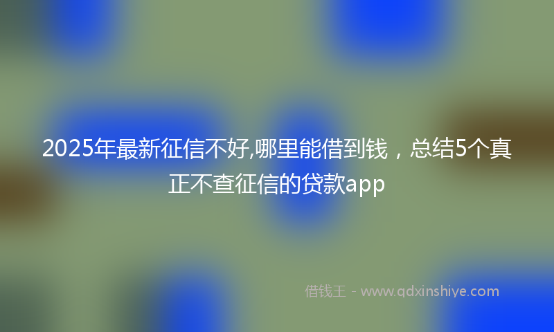 2025年最新征信不好,哪里能借到钱，总结5个真正不查征信的贷款app