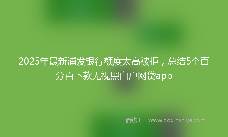 2025年最新浦发银行额度太高被拒，总结5个百分百下款无视黑白户网贷app