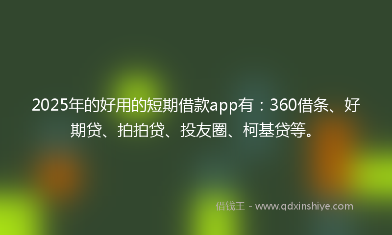 2025年的好用的短期借款app有：360借条、好期贷、拍拍贷、投友圈、柯基贷等。