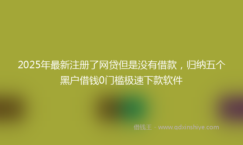 2025年最新注册了网贷但是没有借款，归纳五个黑户借钱0门槛极速下款软件