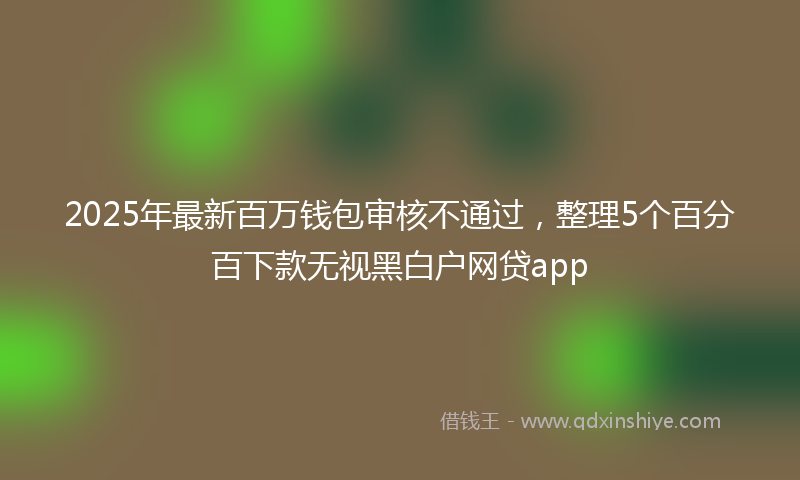 2025年最新百万钱包审核不通过，整理5个百分百下款无视黑白户网贷app