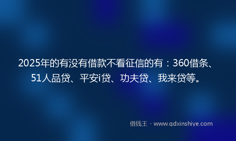 2025年的有没有借款不看征信的有：360借条、51人品贷、平安i贷、功夫贷、我来贷等。