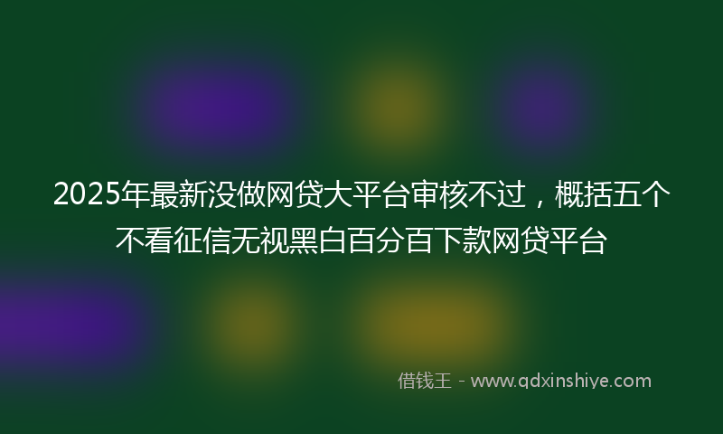2025年最新没做网贷大平台审核不过，概括五个不看征信无视黑白百分百下款网贷平台