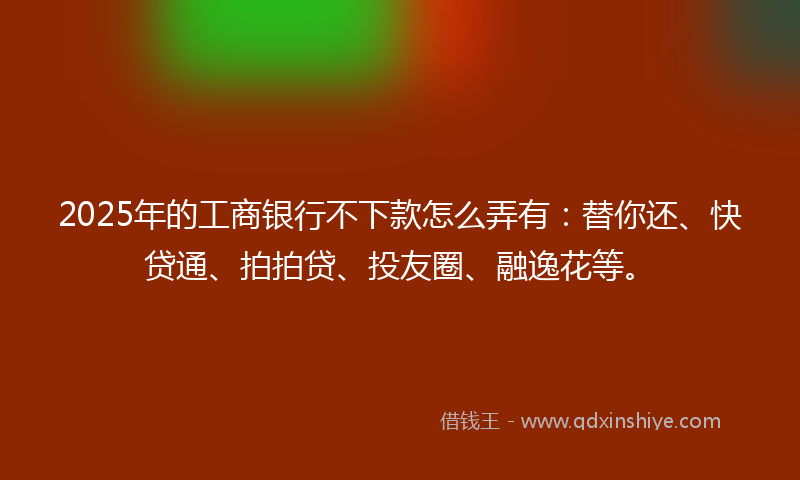 2025年的工商银行不下款怎么弄有：替你还、快贷通、拍拍贷、投友圈、融逸花等。