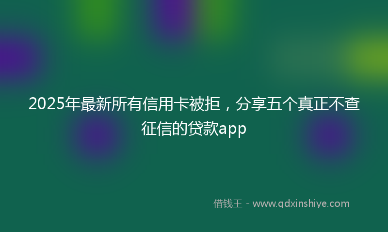 2025年最新所有信用卡被拒，分享五个真正不查征信的贷款app