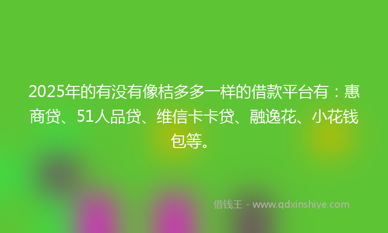2025年的有没有像桔多多一样的借款平台有：惠商贷、51人品贷、维信卡卡贷、融逸花、小花钱包等。