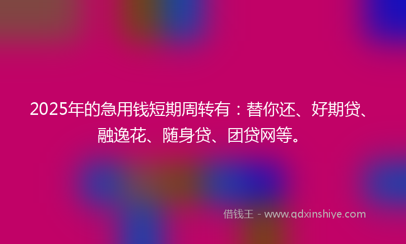 2025年的急用钱短期周转有：替你还、好期贷、融逸花、随身贷、团贷网等。