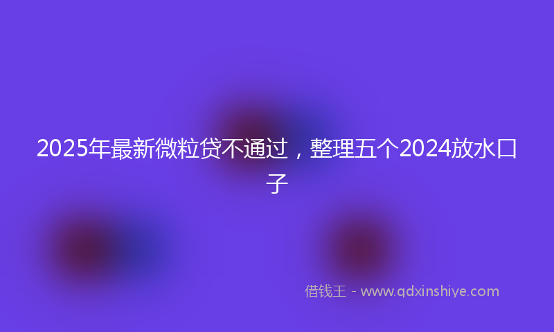 2025年最新微粒贷不通过，整理五个2024放水口子