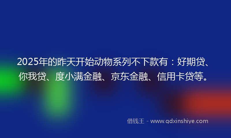 2025年的昨天开始动物系列不下款有：好期贷、你我贷、度小满金融、京东金融、信用卡贷等。