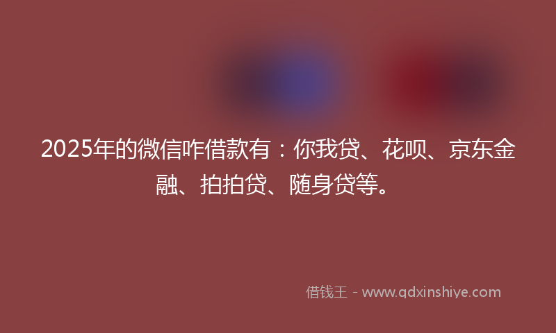 2025年的微信咋借款有：你我贷、花呗、京东金融、拍拍贷、随身贷等。