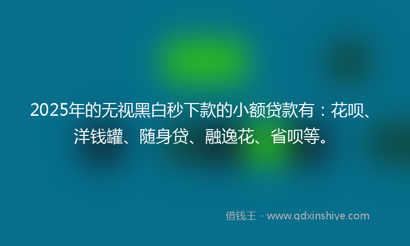 2025年的无视黑白秒下款的小额贷款有：花呗、洋钱罐、随身贷、融逸花、省呗等。