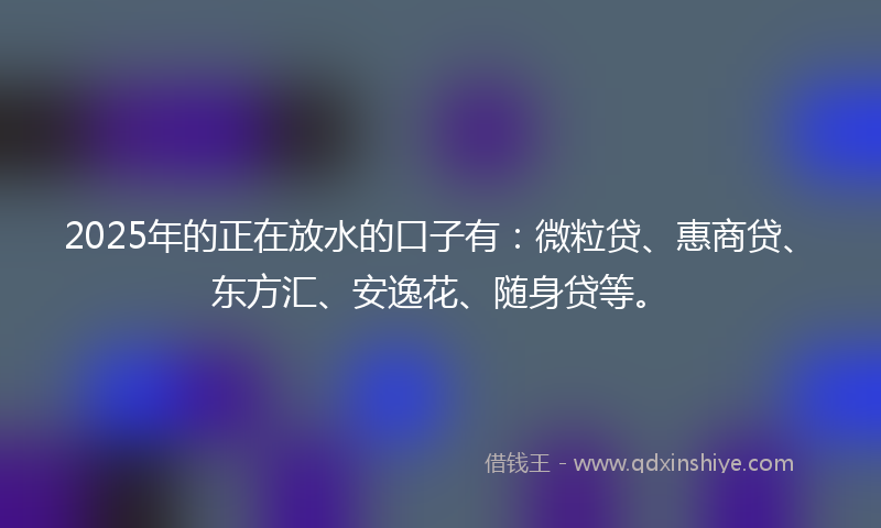 2025年的正在放水的口子有：微粒贷、惠商贷、东方汇、安逸花、随身贷等。