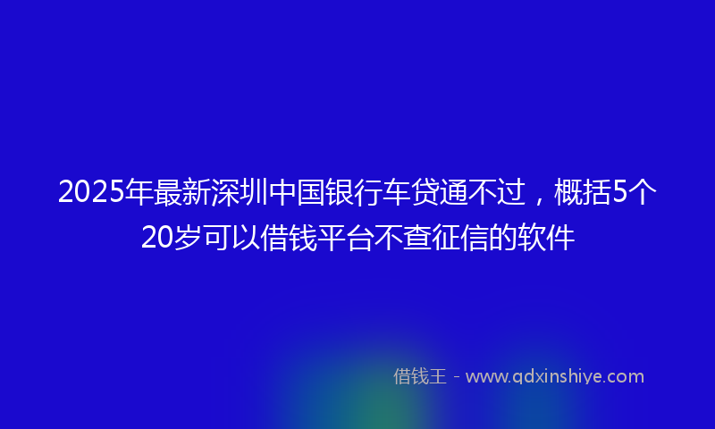 2025年最新深圳中国银行车贷通不过，概括5个20岁可以借钱平台不查征信的软件