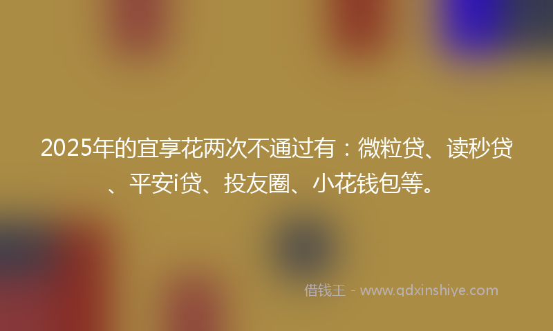 2025年的宜享花两次不通过有：微粒贷、读秒贷、平安i贷、投友圈、小花钱包等。