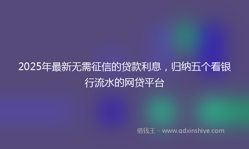 2025年最新无需征信的贷款利息，归纳五个看银行流水的网贷平台
