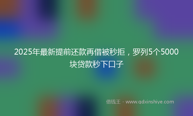 2025年最新提前还款再借被秒拒，罗列5个5000块贷款秒下口子