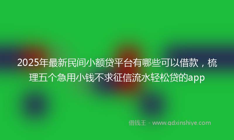 2025年最新民间小额贷平台有哪些可以借款，梳理五个急用小钱不求征信流水轻松贷的app