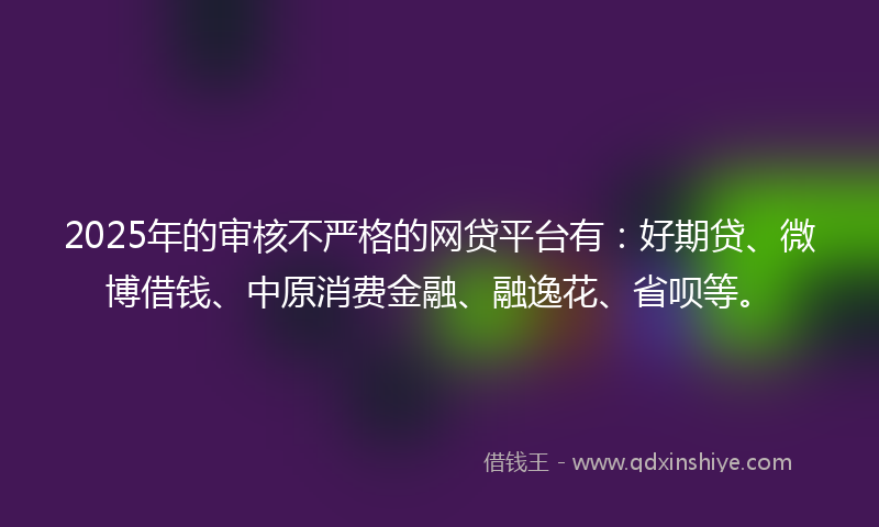 2025年的审核不严格的网贷平台有：好期贷、微博借钱、中原消费金融、融逸花、省呗等。
