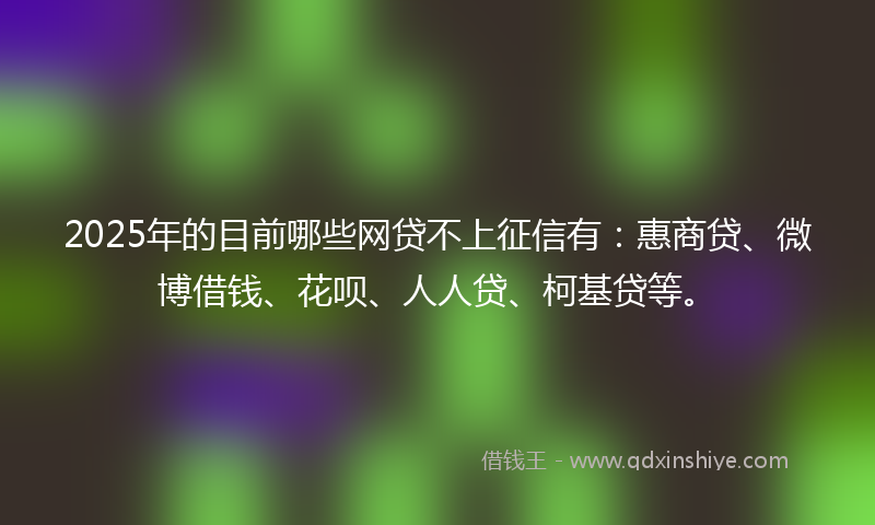 2025年的目前哪些网贷不上征信有：惠商贷、微博借钱、花呗、人人贷、柯基贷等。