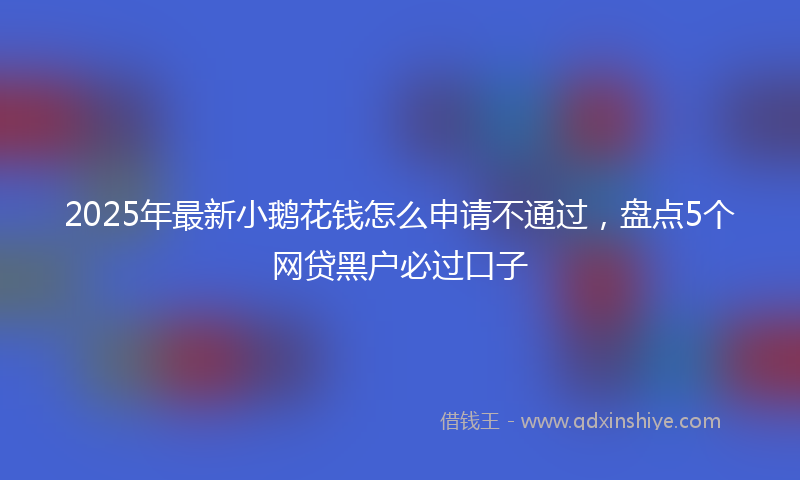 2025年最新小鹅花钱怎么申请不通过，盘点5个网贷黑户必过口子