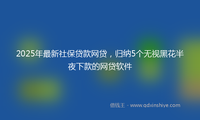 2025年最新社保贷款网贷，归纳5个无视黑花半夜下款的网贷软件
