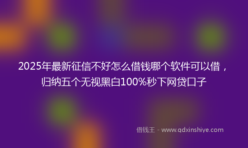 2025年最新征信不好怎么借钱哪个软件可以借，归纳五个无视黑白100%秒下网贷口子