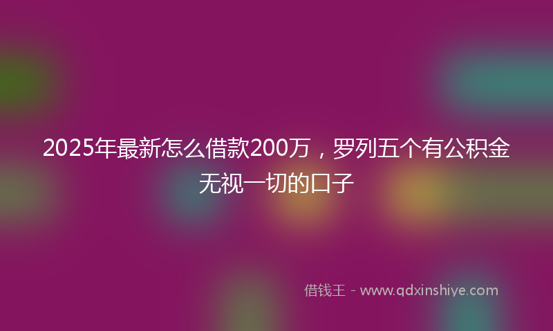 2025年最新怎么借款200万，罗列五个有公积金无视一切的口子