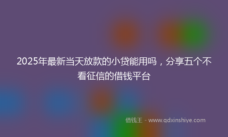 2025年最新当天放款的小贷能用吗，分享五个不看征信的借钱平台