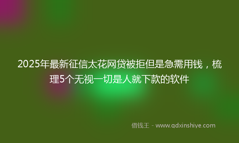 2025年最新征信太花网贷被拒但是急需用钱，梳理5个无视一切是人就下款的软件