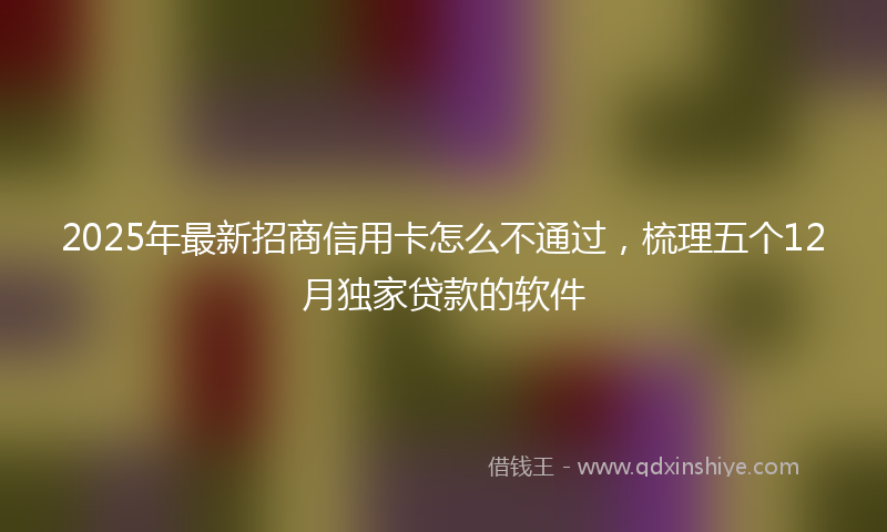2025年最新招商信用卡怎么不通过，梳理五个12月独家贷款的软件