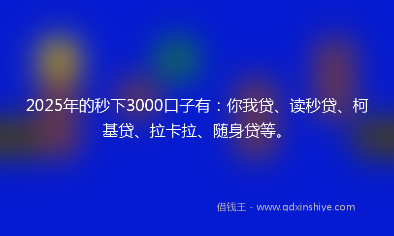 2025年的秒下3000口子有：你我贷、读秒贷、柯基贷、拉卡拉、随身贷等。