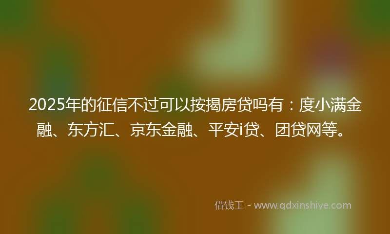 2025年的征信不过可以按揭房贷吗有：度小满金融、东方汇、京东金融、平安i贷、团贷网等。