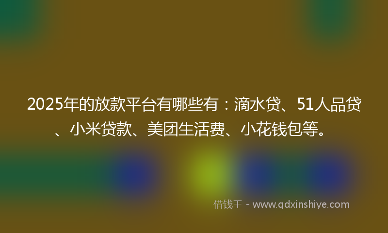 2025年的放款平台有哪些有：滴水贷、51人品贷、小米贷款、美团生活费、小花钱包等。