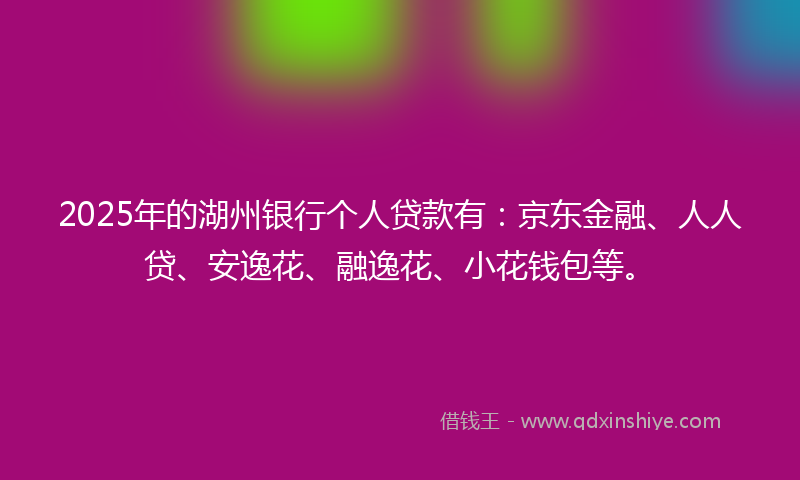 2025年的湖州银行个人贷款有：京东金融、人人贷、安逸花、融逸花、小花钱包等。