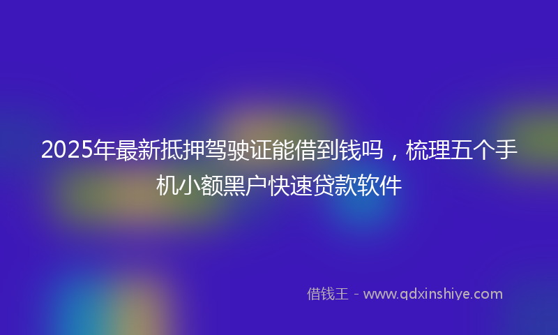 2025年最新抵押驾驶证能借到钱吗，梳理五个手机小额黑户快速贷款软件