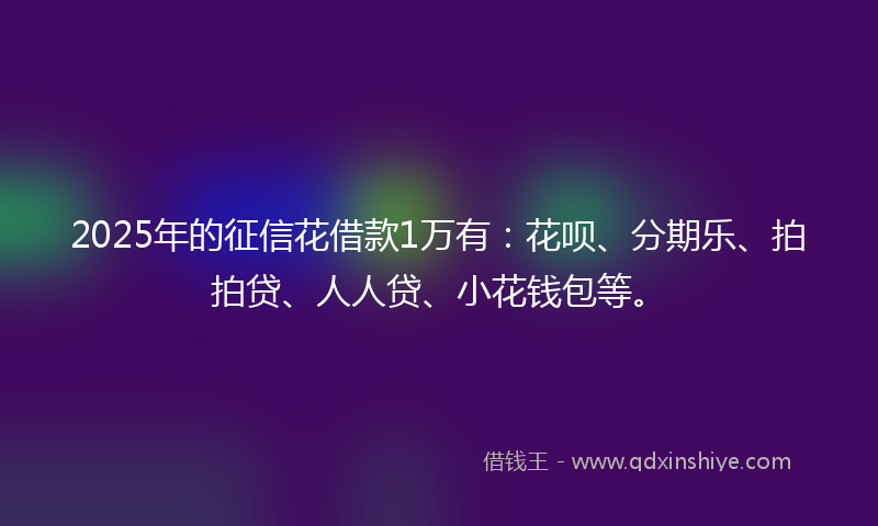 2025年的征信花借款1万有：花呗、分期乐、拍拍贷、人人贷、小花钱包等。