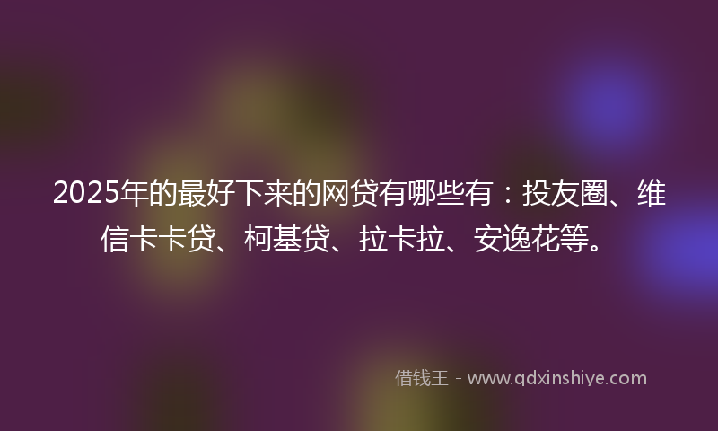 2025年的最好下来的网贷有哪些有：投友圈、维信卡卡贷、柯基贷、拉卡拉、安逸花等。