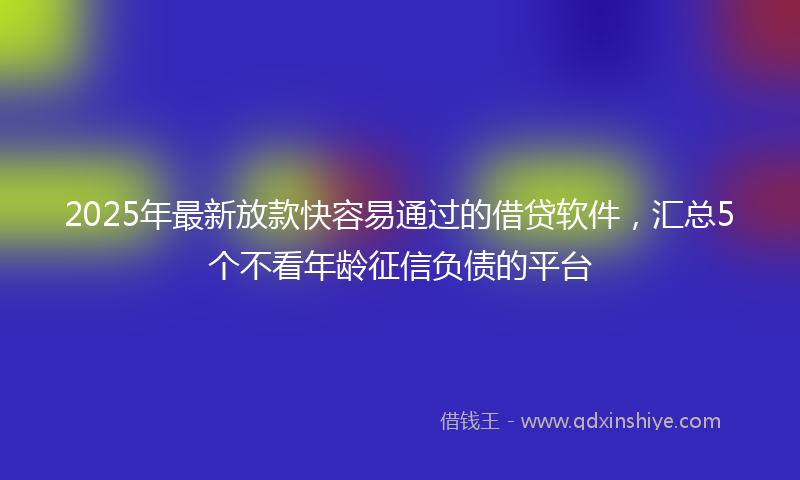 2025年最新放款快容易通过的借贷软件，汇总5个不看年龄征信负债的平台