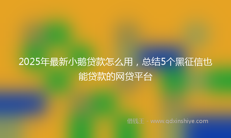 2025年最新小鹅贷款怎么用，总结5个黑征信也能贷款的网贷平台