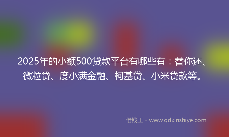 2025年的小额500贷款平台有哪些有：替你还、微粒贷、度小满金融、柯基贷、小米贷款等。