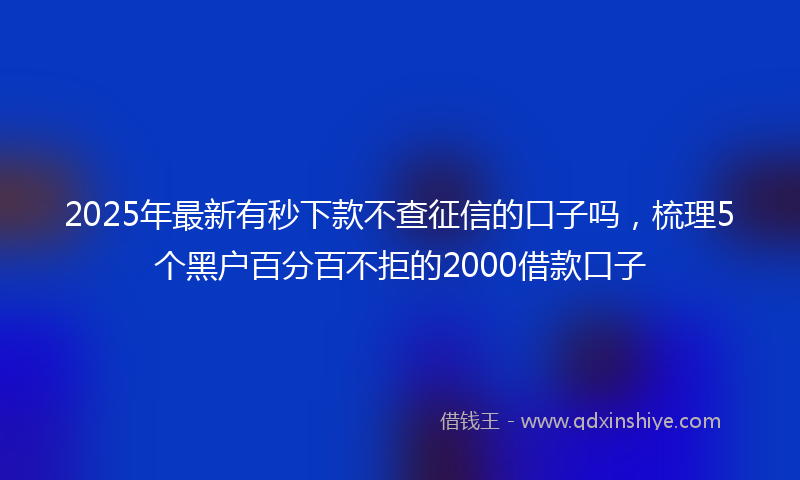 2025年最新有秒下款不查征信的口子吗，梳理5个黑户百分百不拒的2000借款口子