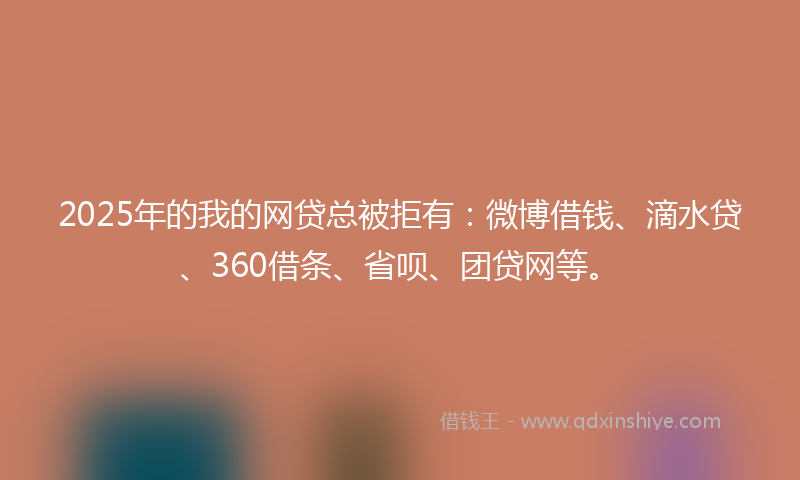 2025年的我的网贷总被拒有：微博借钱、滴水贷、360借条、省呗、团贷网等。