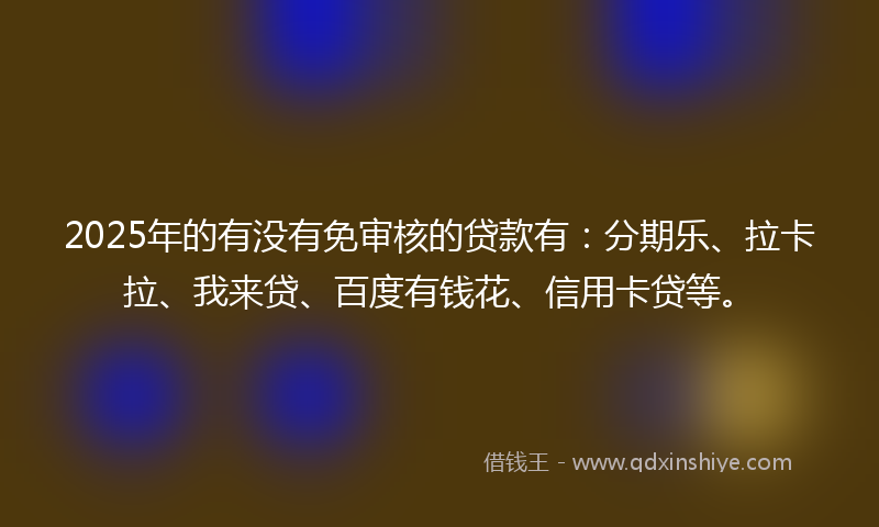 2025年的有没有免审核的贷款有：分期乐、拉卡拉、我来贷、百度有钱花、信用卡贷等。