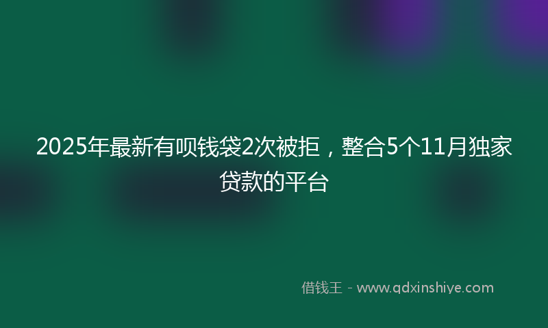 2025年最新有呗钱袋2次被拒，整合5个11月独家贷款的平台