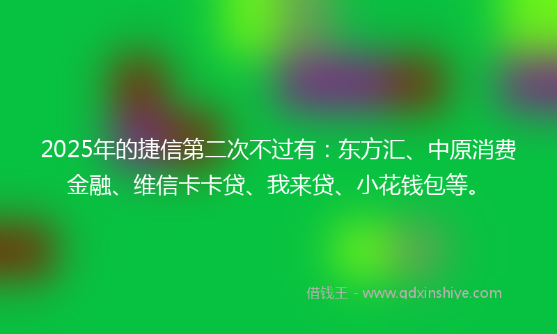 2025年的捷信第二次不过有：东方汇、中原消费金融、维信卡卡贷、我来贷、小花钱包等。