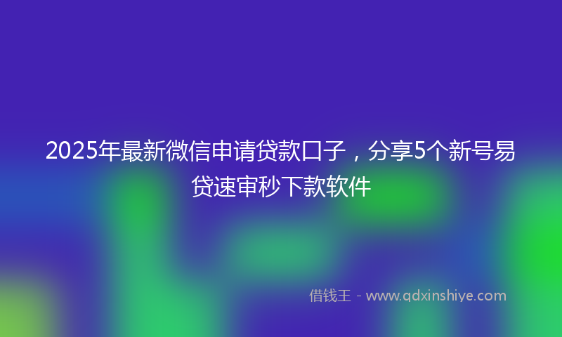 2025年最新微信申请贷款口子，分享5个新号易贷速审秒下款软件