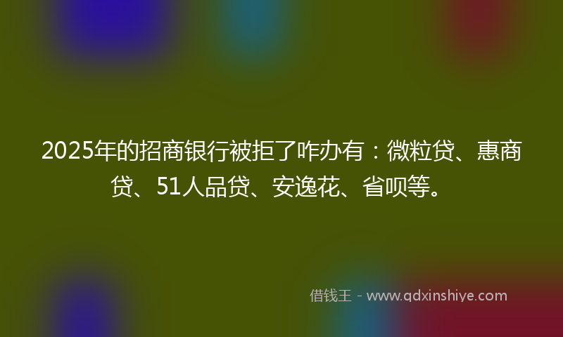 2025年的招商银行被拒了咋办有：微粒贷、惠商贷、51人品贷、安逸花、省呗等。