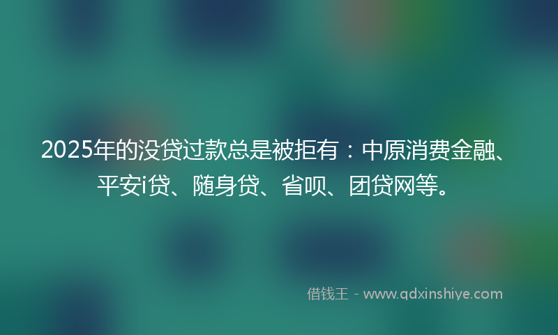 2025年的没贷过款总是被拒有：中原消费金融、平安i贷、随身贷、省呗、团贷网等。