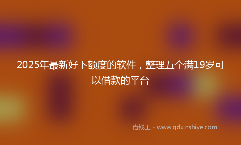 2025年最新好下额度的软件，整理五个满19岁可以借款的平台
