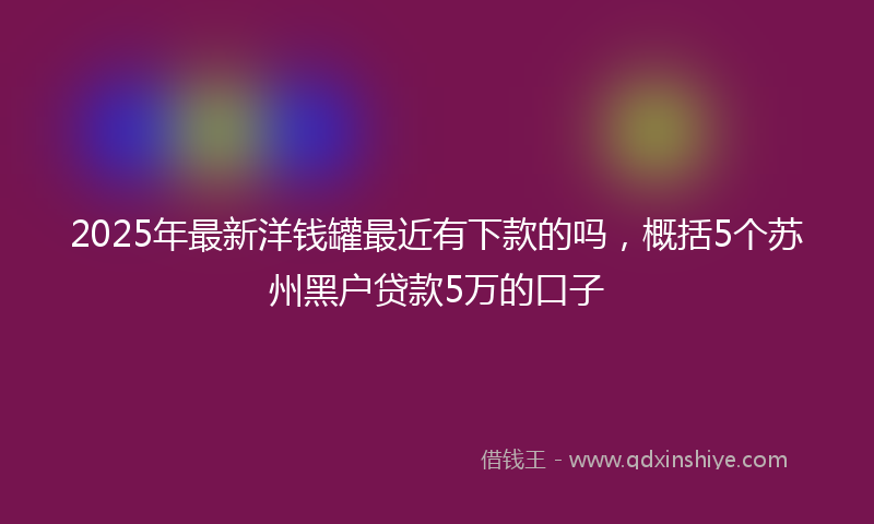 2025年最新洋钱罐最近有下款的吗，概括5个苏州黑户贷款5万的口子